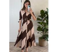 Style Cheat Style Cheat Brown Daphne Belted Shirt Dress Brown 40