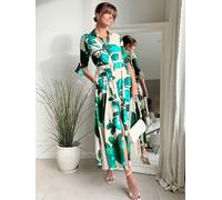 Style Cheat Style Cheat Green Floral Daphne Belted Shirt Dress Green Floral EU 38 (UK 10)