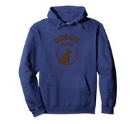 Style Chien : Graphique Vintage pour Amoureux des Animaux Sweat à Capuche, Unisexe pour Adultes, Bleu Marine, M