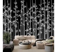 Style Chinois Papier Peint Intissé Motif De Forêt De Bambous 300 x 210 cm Papier Peint Photo Panoramique, Noir Poster Mural Personnalisé pour Salon Cuisines Chambre Adulte Enfant Décor Murale