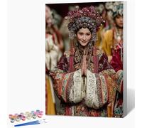 Style Chinois Peinture Numero Adulte, Femme Peinture par Numero avec Cadre, DIY Activité Manuelle Adulte, Paint by Numbers Kits avec Pinceaux et Pigment Acryliques, Decoration Chambre, 90x110cm Q-4603