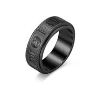 Style chinois vintage neuf mots vérité décompression rotative en acier inoxydable bague soulage l’anxiété Chine-chic titane acier à la main bijoux