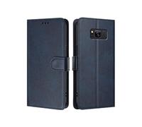 Style classique Etui Pour rabotant Samsung Galaxy S8 Fermeture magnétique Antichoc Etui Portefeuille Blocage RFID Titulaire de la carte FOXDOCK Bleu