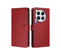 Style Classique Etui Pour Rabotant Tecno Camon 30 Premier Etui Portefeuille Fermeture Magnétique Titulaire De La Carte Antichoc Blocage RFID Rouge
