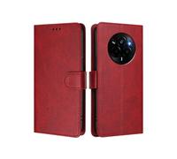 Style classique Flip Etui Pour 5G 14 PRO Realme Titulaire de la carte Fermeture magnétique Etui Portefeuille Antichoc Blocage RFID Rouge