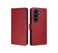 Style Classique Flip Etui Pour Itel Puissance 70 Etui Portefeuille Blocage RFID Antichoc Titulaire De La Carte Fermeture Magnétique Rouge