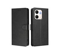 Style classique Flip Etui Pour OPPO A5x 4G Fermeture magnétique Titulaire de la carte Etui Portefeuille Antichoc Blocage RFID Noir