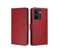 Style Classique Flip Etui Pour Realme P3 Ultra Fermeture Magnétique Blocage RFID Antichoc Titulaire De La Carte Etui Portefeuille Rouge