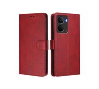 Style Classique Flip Etui Pour Realme P3 Ultra Fermeture Magnétique Blocage RFID Titulaire De La Carte Antichoc Etui Portefeuille Rouge
