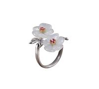 Style classique S925 en argent sterling incrusté de jade hétien style ancien fleur dame bague anneaux bracelet élégant (Main Stone Color : Rings)