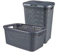 STYLE Coffre à linge 60L + Panier à linge 45L Veba Anthracite G