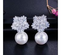 Style Color Cumbic Zirconia Définition de grandes boucles d'oreilles à goujons avec des bijoux de perles pour femmes
