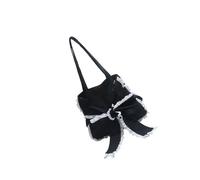 Style coréen Aisselle Sac à main pour femme Sac à main en toile Épaule Nœuds Doux Aisselles Mode Navette Femme Simple Aisselle Doux Nœuds Sac à main Épaule coréenne, Noir , Taille unique
