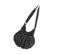 Style coréen moderne sac à bandoulière en tissu résistant aux plis à pois sac à bandoulière intérieur spacieux sac à bandoulière ergonomique pour femme, Noir , One Size