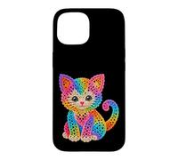 Style Crochet Couleurs Arc-en-Ciel Chat Chaton imprimé Formes Mania Coque pour iPhone 15