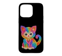 Style Crochet Couleurs Arc-en-Ciel Chat Chaton imprimé Formes Mania Coque pour iPhone 15 Pro Max
