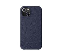 (Style D iPhone 13 mini 5.4 inc, Dark blue) MELKCO For iPhone 13 mini 5.4 inch Protective Case Genuine Cow Leather Coated PC Phone Cover
