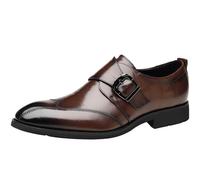 Style d'affaires Hommes Oxfords Chaussures Italien Luxe sans Lacet en Cuir véritable Bout Pointu habillées Nouvelles élégantes à la Mode(Brown,40 EU)