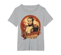 Style d'affiche Vintage Napoléon Bonaparte T-Shirt, Femme Grandes Tailles, Gris Chiné, 4X