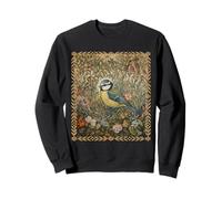 Style d'art botanique et d'artisanat Bleu Oiseau Chanteur Sweatshirt