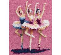 Style de dessin animé Latch Hook Rug Kit,danseuse de ballet,Printed Canvas Rug Latch Hook Kits,DIY Home Decor,Handmade Needlework Crafts for Adults Beginners,60x90cm