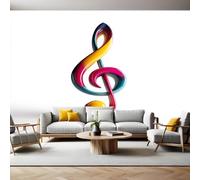 Style de dessin Animé Papier Peint Panoramique Notes de musique 3D Trompe L'oeil Moderne Papier Peint 250 x 175 cm Grandes Murales Poster pour Salon, Adulte Chambre d'enfants, Étude Décor