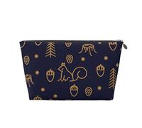 Style De Ligne Bois Et Écureuils d'hiver Bleu, Trousse de Toilette Trousse de Maquillage Sac à cosmétiques Trousse de Toilette de Voyage Portable