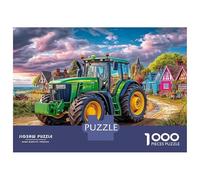 Style de Peinture de Paysage Rural Puzzle Art Déco 1000 Pièces Tracteur sur Route de Campagne Jigsaw Puzzle Jeu De Famille Idées Cadeaux pour Adultes Et Enfants À Partir De 12 Ans 52x38cm/1000pcs