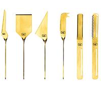 Laguiole Style de Vie – Coffret couteaux à fromages et beurre – Acier inoxydable – 6 pièces – Doré