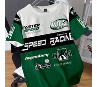 Style décontracté de sport Tenue de course uniforme, Imprimé tout-sur-le-badge et les lettres Ajustement ample Col rond Manches courtes T-shirt pour femmes, Été L,M,S,XL,XS,XXL,XXS,XXXL,XXXXLUnicolore