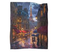 Style dessin animé Couverture En Velours Imprimée 3D Douce Et Confortable Paris SArbrets in The Rain Couverture Pour Adolescent Et Adultes Adaptée Au Lit Et Au Canapé Couverture80x90inch(200x230cm)