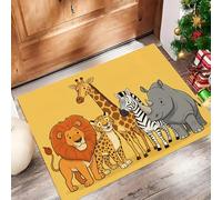 Style Dessin Animé Paillasson D'Entrée Discret Absorbant - - Antidérapant - Tigres Et Lions Zoo Tapis De Sol pour Entrée d'animaux Domestiques Cuisine Salle De Bain - Jaune
