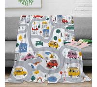 Style Dessin Animé Plaid 3D Imprimé Carte Routière Voitures Microfibre Décoration Maison Couverture Jetée Véhicules Adulte Canapé Chambre 50x60(127x152cm)