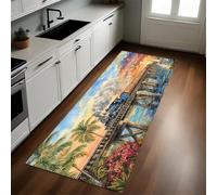 Style Dessin Animé Tapis de Cuisine Train à Vapeur à l'ancienne Antidérapant Lavable Devant Évier Long 40 x 120 cm pour Couloir Buanderie Salle à Manger Chambre Cuisine