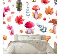 Style Dessiné À La Main Mignon Champignons Roses Papier Peint Intissé 250 x 175 cm (L x H), Crème Papier Peint Mural Photo Panoramique - pour Salon, Adulte Chambre d'enfants, Restaurant Décoration