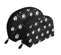 Style d'impression de Patte de Chien Noir, Trousse de Maquillage Coquille Femme Petit Porte-Monnaie Trousse de Toilette Trousse à cosmétiques 2 pièces