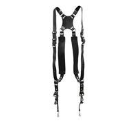 Style Double bretelles pour appareils photo-Cuir véritable noir