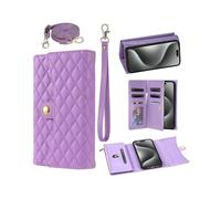 (Style E iPhone 7 4.7 inch, Purple) Bks-002 Compatible with Iphone 7/8/Se (2020)/Se (2022) Case Pu Leather Rhombus Pattern Zipper Phone