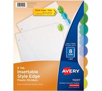 Style Edge Intercalaires de référence insérables, 8 onglets, lettre, assortis, 8/lot