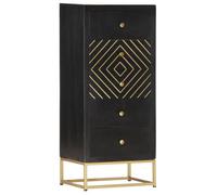 Style Élégance Chic - Buffet bahut - Armoire à tiroirs Noir et doré 45x30x105cm - Bois de manguier &FR51682