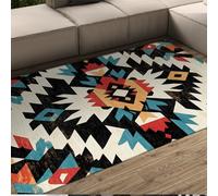 Style Ethnique 80 x 120 cm Tapis Motif géométrique Abstrait Lavable Confortable Tapis de Sol à Poils Ras pour Couloir Salon Chambre