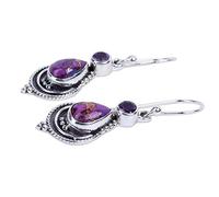 Style ethnique Bijoux Naturel Pourpre Turquoise Dangle Boucle Doreille Dormeuses Bijoux Durable En UtilisationOpération facile