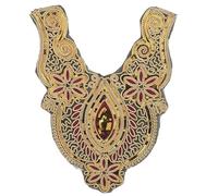 Style ethnique - Col doré à paillettes - Appliques brodées florales - Garniture décorée - Col en dentelle - À coudre - Patchs brodés en dentelle