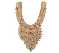 Style ethnique - Col doré à paillettes - Appliques brodées florales - Garniture décorée - Col en dentelle - À coudre - Patchs brodés en dentelle