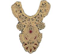 Style ethnique - Col doré à paillettes - Appliques brodées florales - Garniture décorée - Col en dentelle - À coudre - Patchs brodés en dentelle