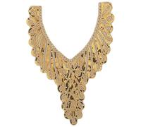 Style ethnique col doré à paillettes florales brodées appliques garniture décorée col dentelle col coudre sur patchs robe de soirée