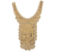 Style ethnique col doré à paillettes florales brodées appliques garniture décorée col dentelle col coudre sur patchs robe de soirée