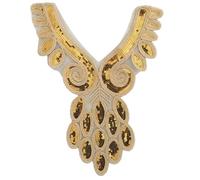 Style ethnique col doré à paillettes florales brodées appliques garniture décorée col dentelle col coudre sur patchs robe de soirée