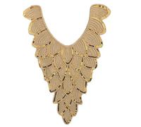 Style ethnique col doré à paillettes florales brodées appliques garniture décorée col dentelle col coudre sur patchs robe de soirée