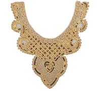 Style ethnique col doré à paillettes florales brodées appliques garniture décorée col dentelle col coudre sur patchs robe de soirée